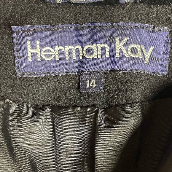 Vintage Herman Kay Wool Velvet Long Winter Outdoors Y2K Coat Size 14 - Picture 5 of 8